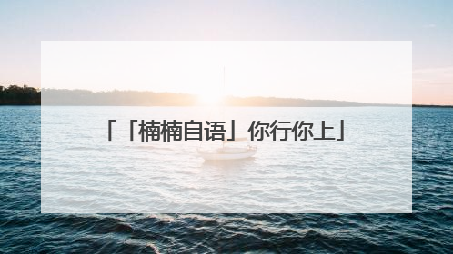 「楠楠自语」你行你上