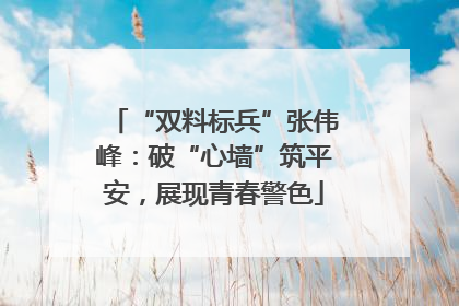 “双料标兵”张伟峰：破“心墙”筑平安，展现青春警色