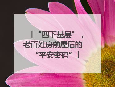 “四下基层”，老百姓房前屋后的“平安密码”
