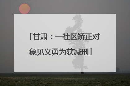 甘肃：一社区矫正对象见义勇为获减刑