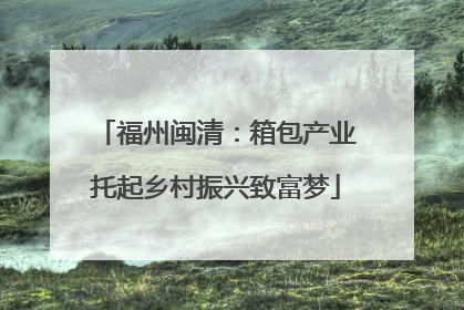 福州闽清：箱包产业托起乡村振兴致富梦