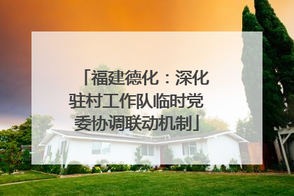 福建德化：深化驻村工作队临时党委协调联动机制