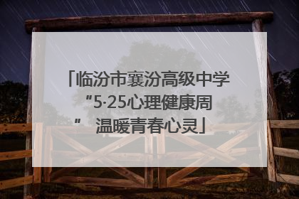 临汾市襄汾高级中学“5·25心理健康周” 温暖青春心灵