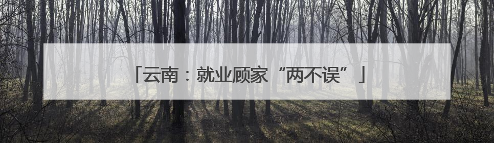 云南：就业顾家“两不误”