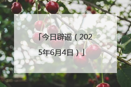 今日辟谣（2025年6月4日）