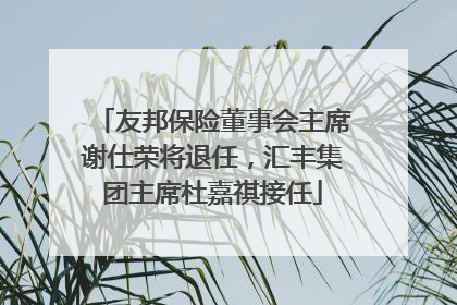友邦保险董事会主席谢仕荣将退任，汇丰集团主席杜嘉祺接任