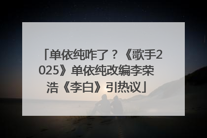 单依纯咋了？《歌手2025》单依纯改编李荣浩《李白》引热议