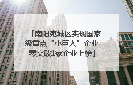 南阳宛城区实现国家级重点“小巨人”企业零突破1家企业上榜