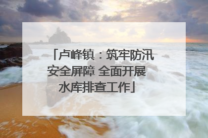 卢峰镇：筑牢防汛安全屏障 全面开展水库排查工作
