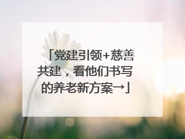 党建引领+慈善共建，看他们书写的养老新方案→