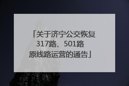 关于济宁公交恢复317路、501路原线路运营的通告