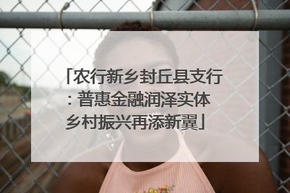 农行新乡封丘县支行：普惠金融润泽实体 乡村振兴再添新翼