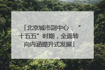 北京城市副中心：“十五五”时期，全面转向内涵提升式发展