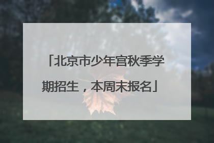 北京市少年宫秋季学期招生，本周末报名