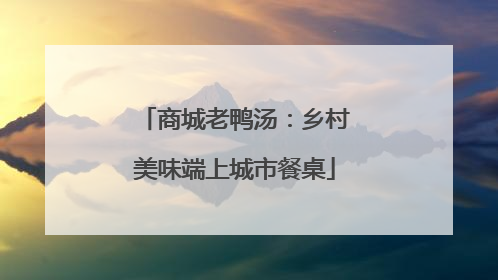 商城老鸭汤：乡村美味端上城市餐桌