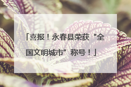 喜报！永春县荣获“全国文明城市”称号！