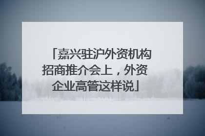 嘉兴驻沪外资机构招商推介会上，外资企业高管这样说