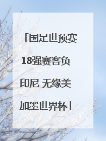 国足世预赛18强赛客负印尼 无缘美加墨世界杯