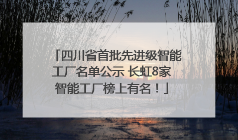 四川省首批先进级智能工厂名单公示 长虹8家智能工厂榜上有名！