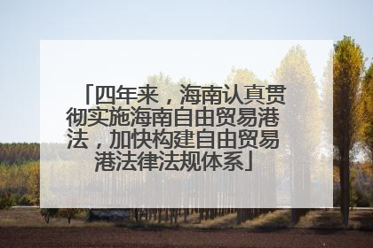 四年来，海南认真贯彻实施海南自由贸易港法，加快构建自由贸易港法律法规体系