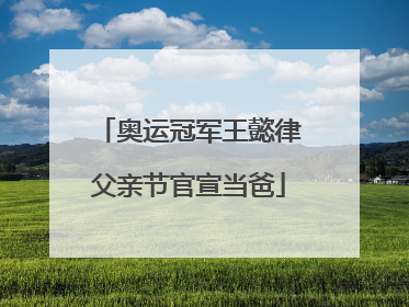 奥运冠军王懿律父亲节官宣当爸