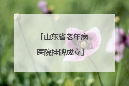 山东省老年病医院挂牌成立