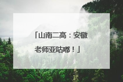 山南二高：安徽老师亚咕嘟！