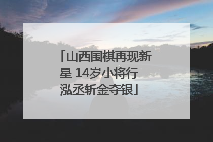 山西围棋再现新星 14岁小将行泓丞斩金夺银