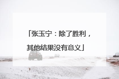 张玉宁：除了胜利，其他结果没有意义