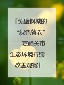 戈壁钢城的“绿色答卷”——嘉峪关市生态环境持续改善观察