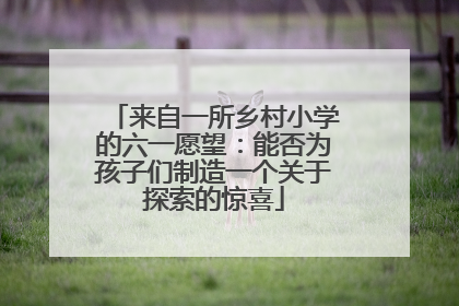 来自一所乡村小学的六一愿望：能否为孩子们制造一个关于探索的惊喜