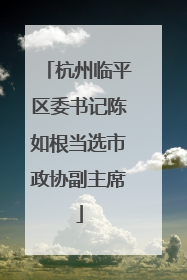杭州临平区委书记陈如根当选市政协副主席
