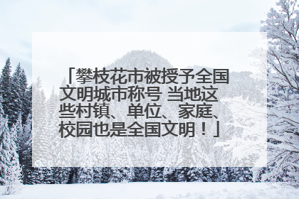 攀枝花市被授予全国文明城市称号 当地这些村镇、单位、家庭、校园也是全国文明！