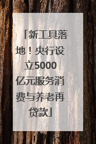 新工具落地！央行设立5000亿元服务消费与养老再贷款