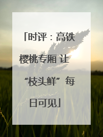 时评：高铁樱桃专厢 让“枝头鲜”每日可见