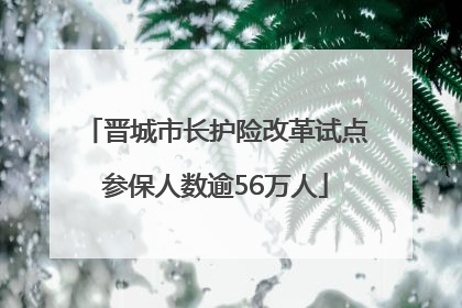 晋城市长护险改革试点参保人数逾56万人