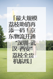 最大规模荔枝助销再添一码！京东物流开通“深圳-武汉-西安” 荔枝全货机航线