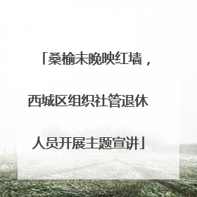 桑榆未晚映红墙，西城区组织社管退休人员开展主题宣讲