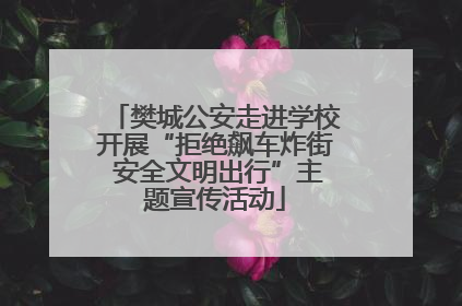樊城公安走进学校开展“拒绝飙车炸街 安全文明出行”主题宣传活动