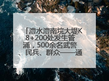 澧水澧南垸大堤K8+200处发生管涌，500余名武警、民兵、群众——通宵达旦战管涌