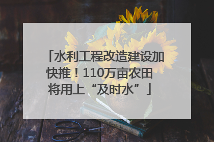 水利工程改造建设加快推！110万亩农田将用上“及时水”
