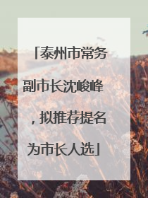 泰州市常务副市长沈峻峰，拟推荐提名为市长人选