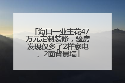 海口一业主花47万元定制装修，验房发现仅多了2样家电、2面背景墙