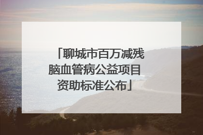 聊城市百万减残脑血管病公益项目资助标准公布