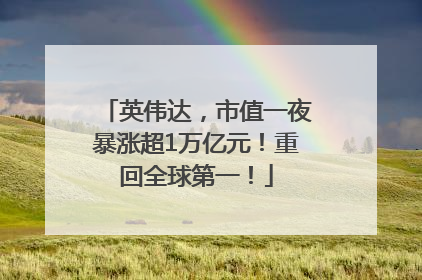 英伟达，市值一夜暴涨超1万亿元！重回全球第一！