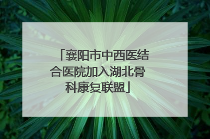 襄阳市中西医结合医院加入湖北骨科康复联盟
