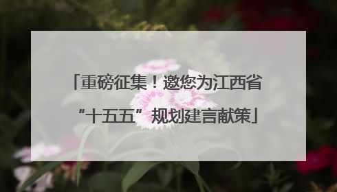 重磅征集！邀您为江西省“十五五”规划建言献策