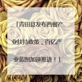 青田县发布西餐产业扶持政策，百亿产业蓝图加速推进！