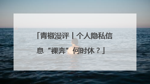 青椒漫评丨个人隐私信息“裸奔”何时休？
