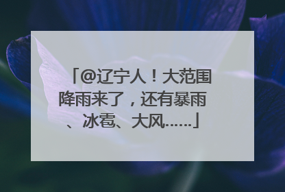 @辽宁人！大范围降雨来了，还有暴雨、冰雹、大风……
